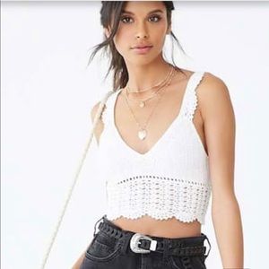 Lace Up Crochet Crop Top